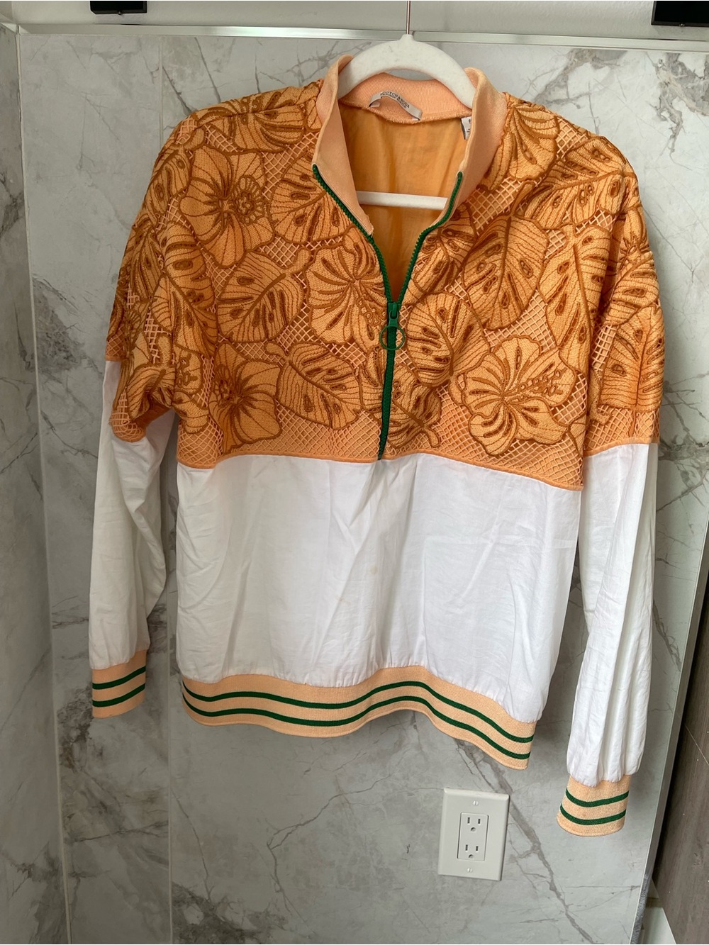 Scotch & Soda Orange and White Floral Bomber Pullover Jacket